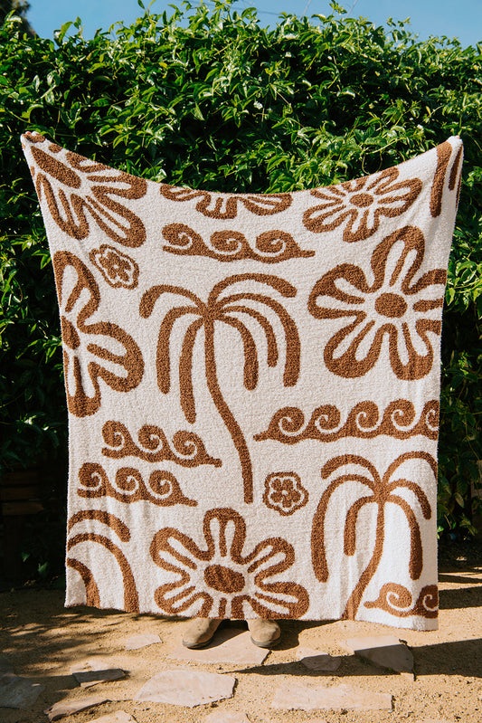 Hanalei Plush Throw - Mocha & Cream