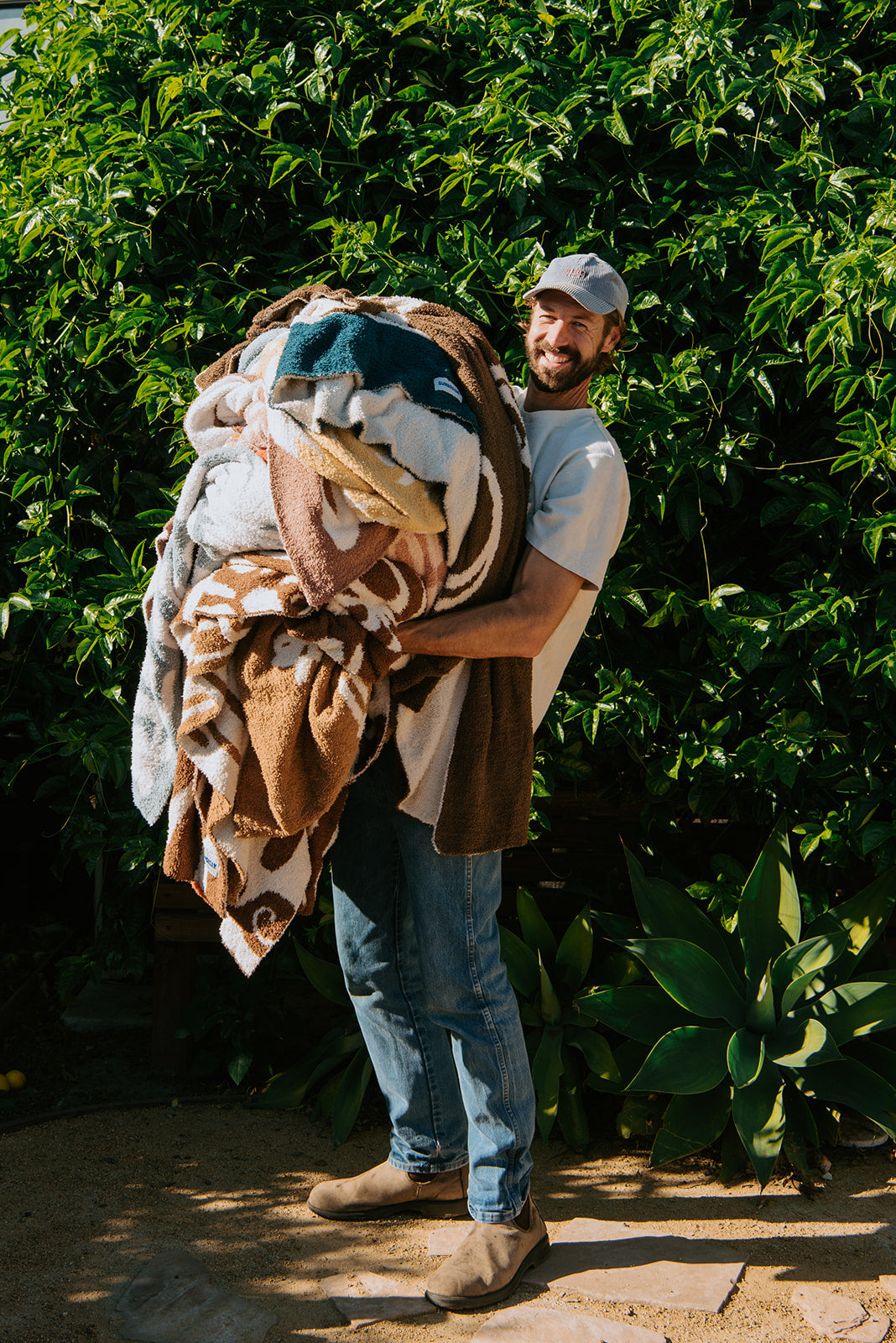 Stripe Plush Throw -Evergreen & Cream