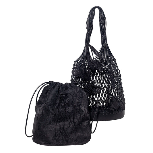 Secret Garden Macramé Tote Bag with Removable Pouch