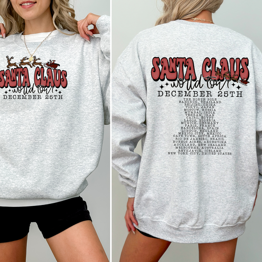 Santa Claus, World Tour, The North Pole, December, Christmas, Retro, Band, Sweatshirt