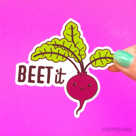 Funny Rude Beet Vinyl Sticker "Beet it"