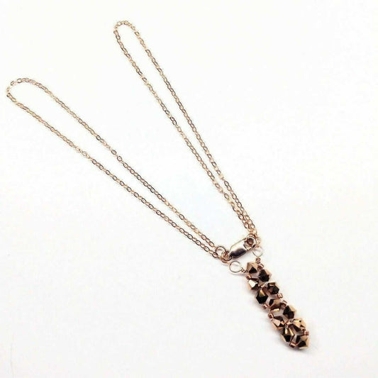 Super Sparkly Rose Gold Rock Candy Crystal Bar Necklace