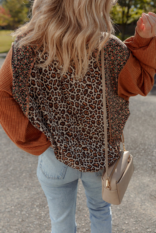 Natalie Leopard & Floral Patchwork Loose Top