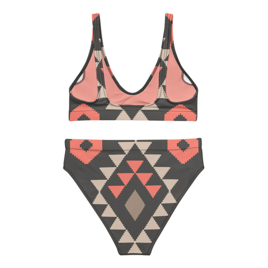 Pink Aztec High-Waisted Bikini
