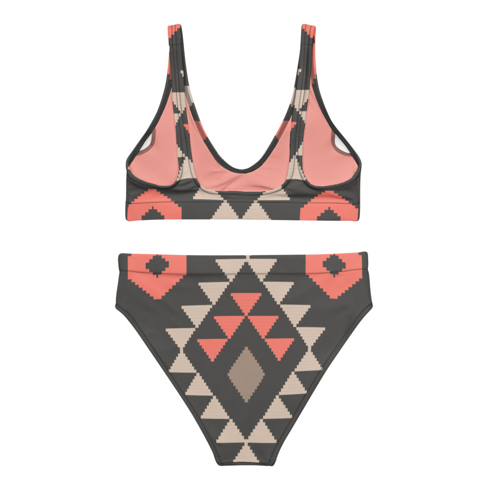 Pink Aztec High-Waisted Bikini