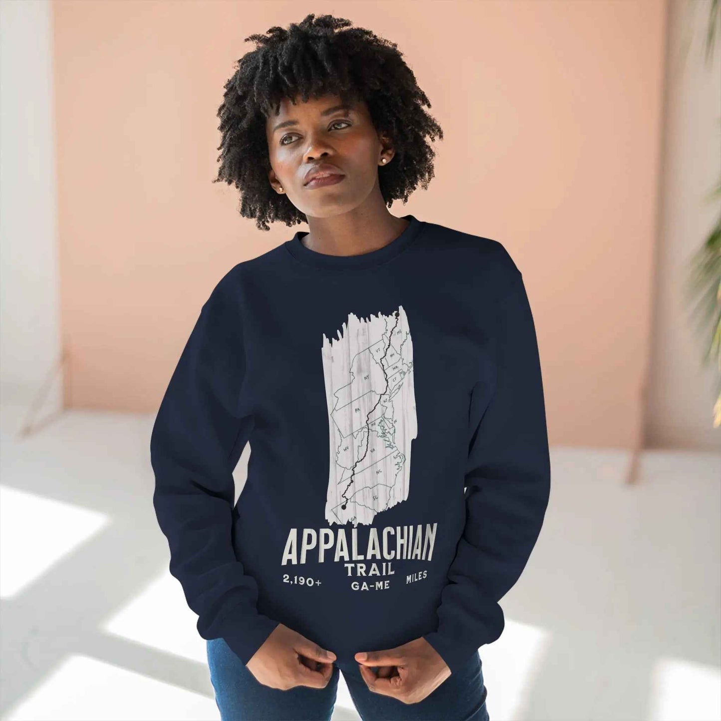 Appalachian National Scenic Trail Unisex Fit Crewneck Sweatshirt White Blaze Map