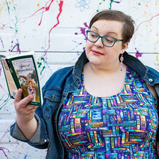 "Lost in the Stacks" Adult Books Sleeveless Dress with Pockets
