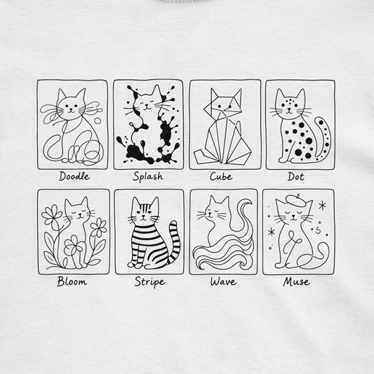 Cat Art Styles Short Sleeve Tee