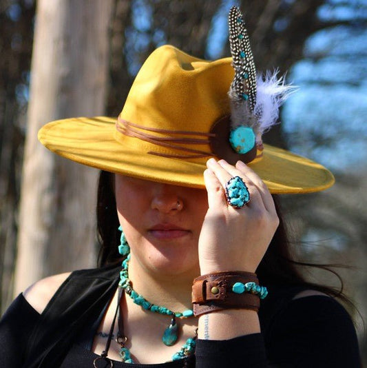 Chunky Turquoise Necklace Teardrop Pendant