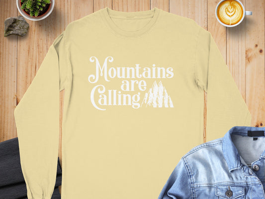 Mountains Are Calling With Mountain Peaks Art Long Sleeve T-Shirt