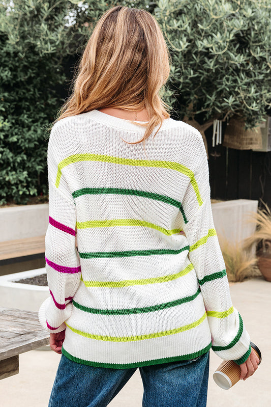 Colorful Striped Crew Neck Sweater