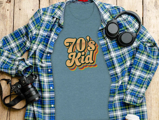 Retro Style 70s Kid With Colorful Layers T-Shirt