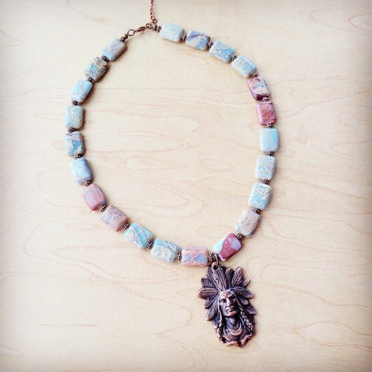 Genuine AquaTerra Necklace w Copper Indian Pendant