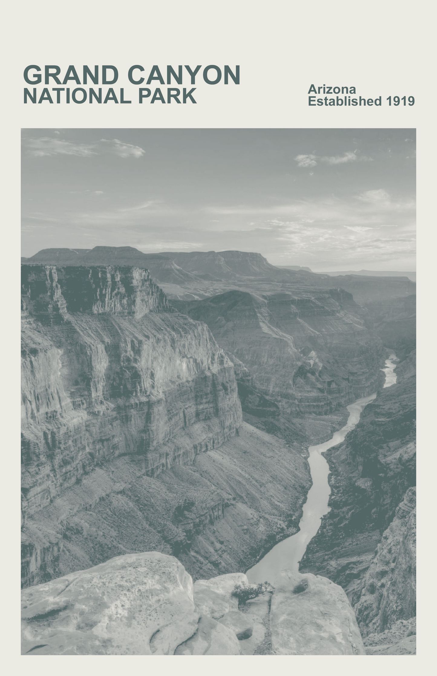 Grand Canyon National Park Print, Monochrome
