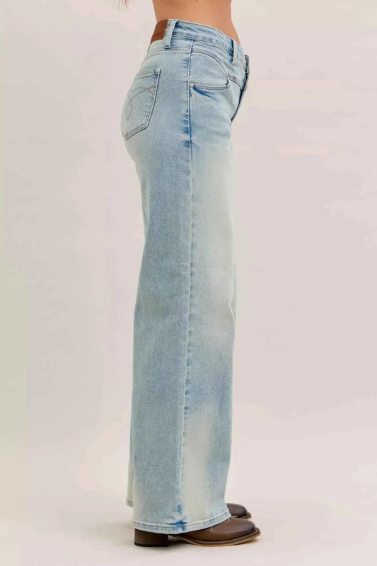 High Waist Column Straight Jeans