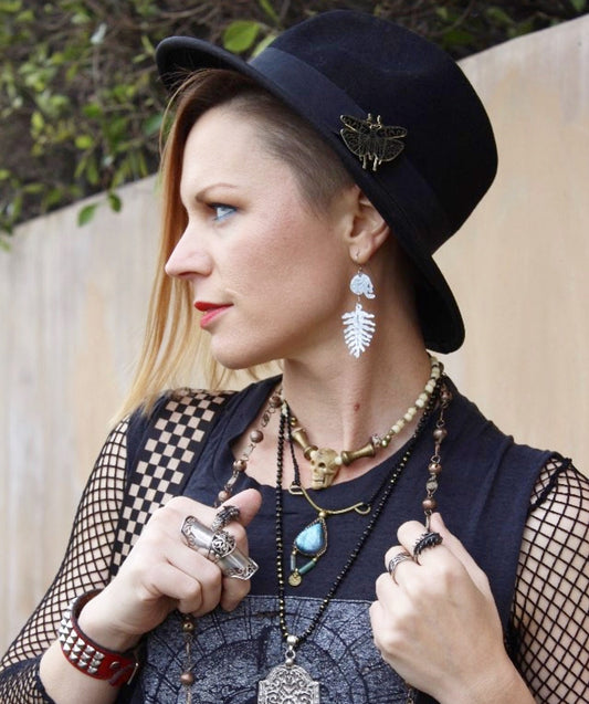Skull and plant earrings, Dia De Las Plantas earrings , day of the dead jewelry