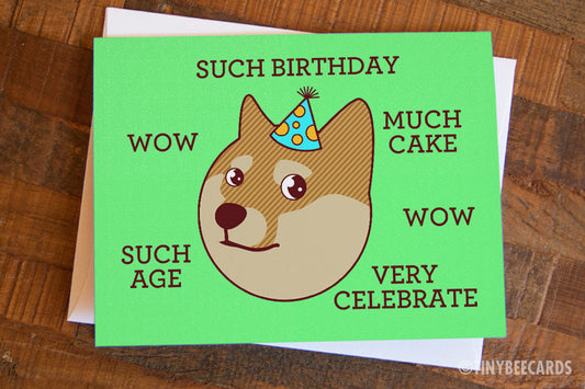 Funny Doge Meme Birthday Card "Such Birthday"