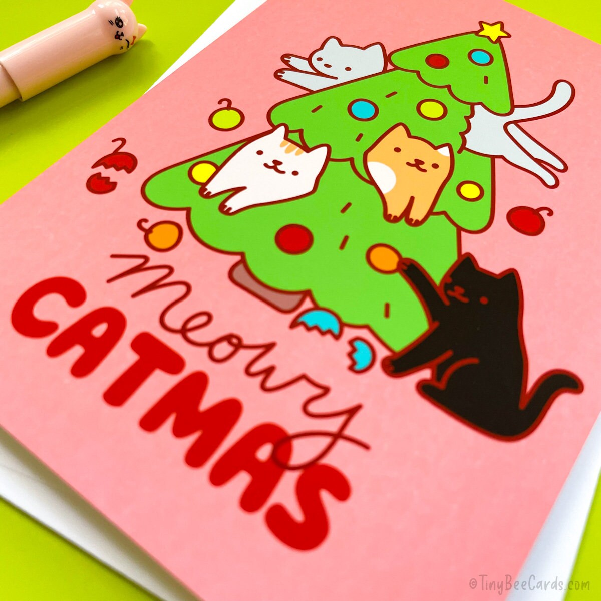 Cat Lover Christmas Card "Meowy Catmas"