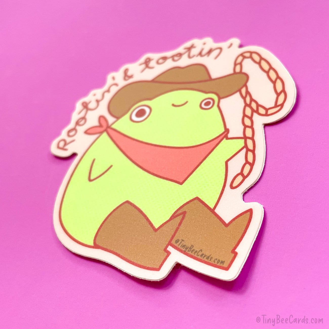 Cowboy Frog Vinyl Sticker - Rootin' and Tootin'