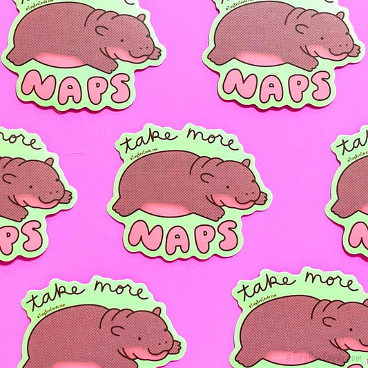 Baby Pygmy Hippo Vinyl Sticker - Take More Naps
