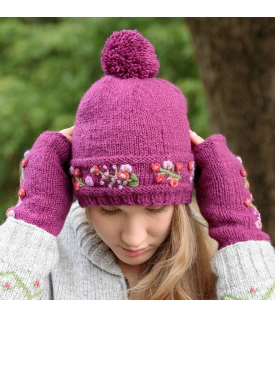 Mathilde Wool Knit Embroidered Hat