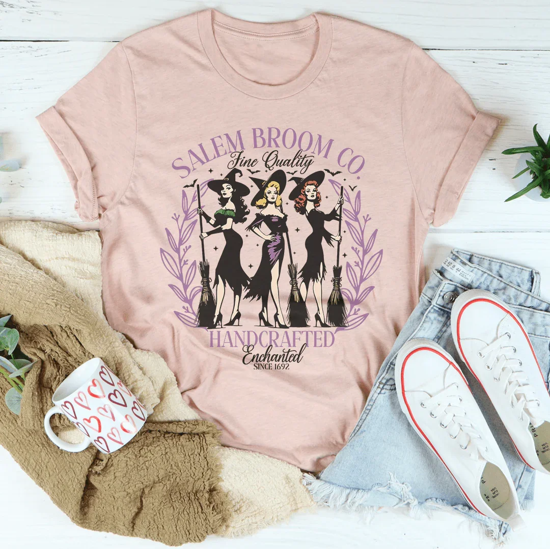 Salem Broom Co Fine Quality Handcrafted Enchanted Since 1692 Tee
