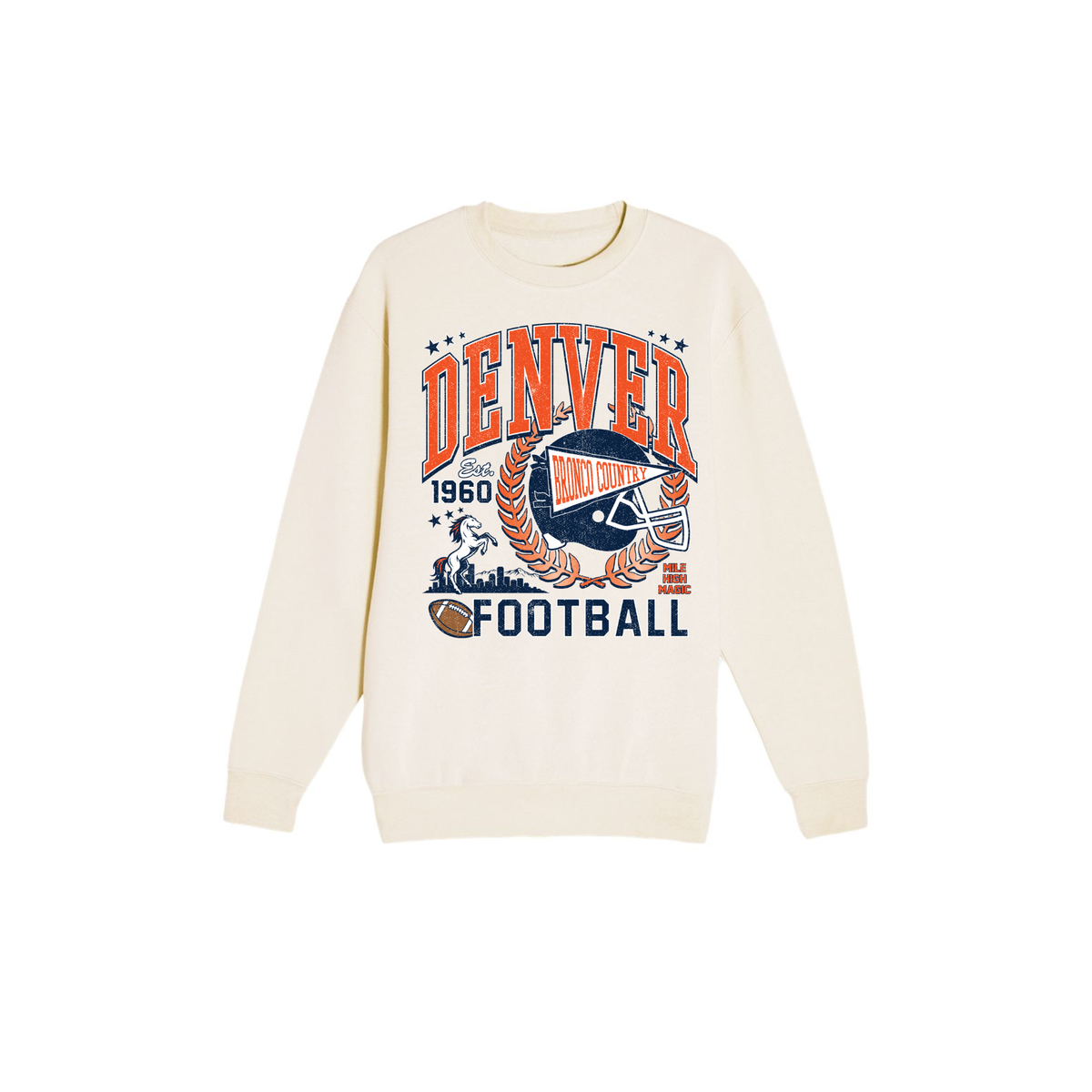 Denver Football Vintage Graphic Crewneck Sweatshirt | Retro Game Day Sweatshirt