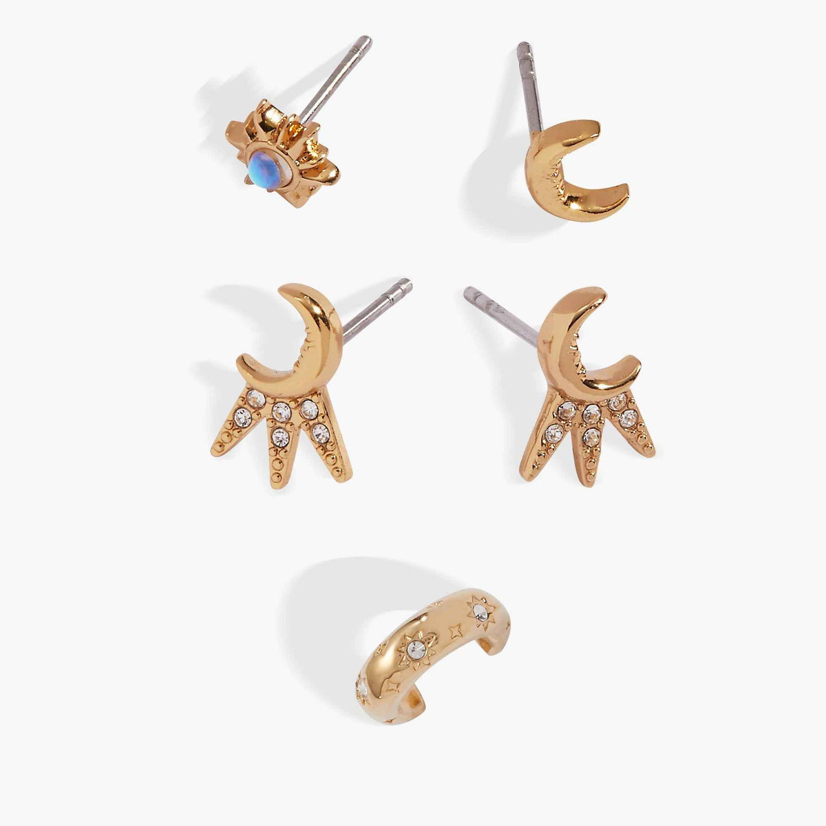Sun & Moon 2 Studs & Earring Cuff Set