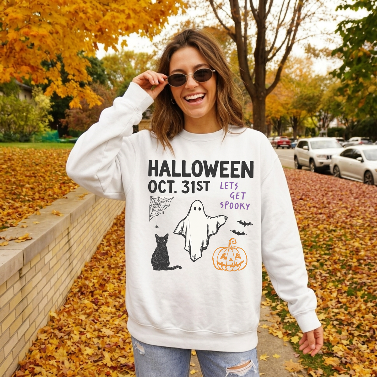 Halloween Oct. 31st Ghost Graphic Sweatshirt