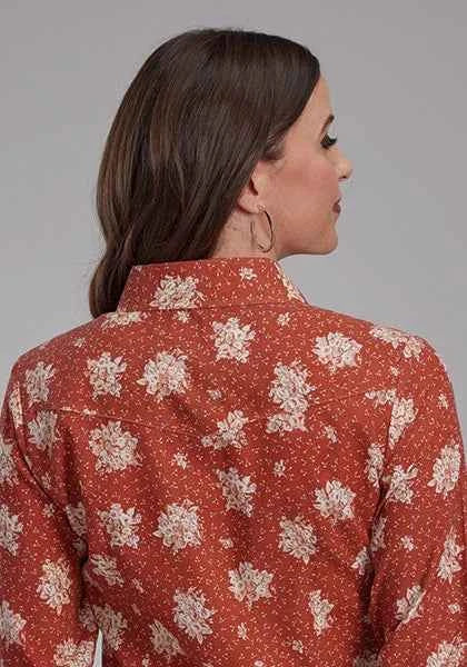 Roper 2282 Cream Floral (Orange) - Women's Western Shirt