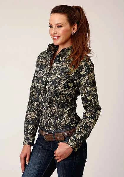 Roper 1720 Vintage Floral Print (Black) - Women's Western Shirt