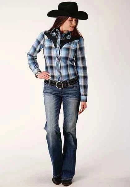 Roper 819 Fancy Applique (Blue) - Women's Western Shirt
