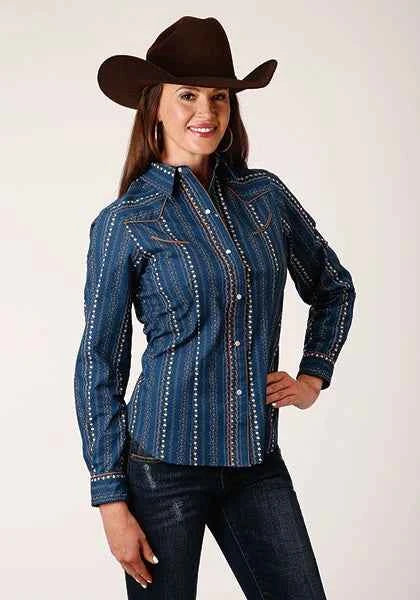Roper 1724 Floral Wallpaper (Navy) - Women's Western Shirt