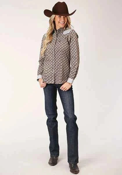 Roper 1199 Teardrop Print (Grey) - Women's Western Shirt