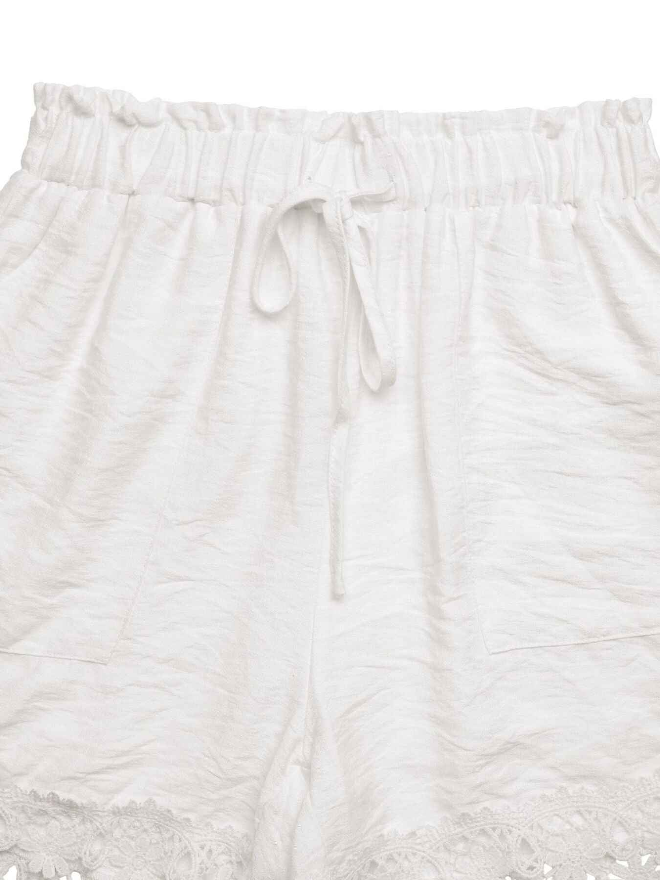 Lace Trim Drawstring Waist Shorts