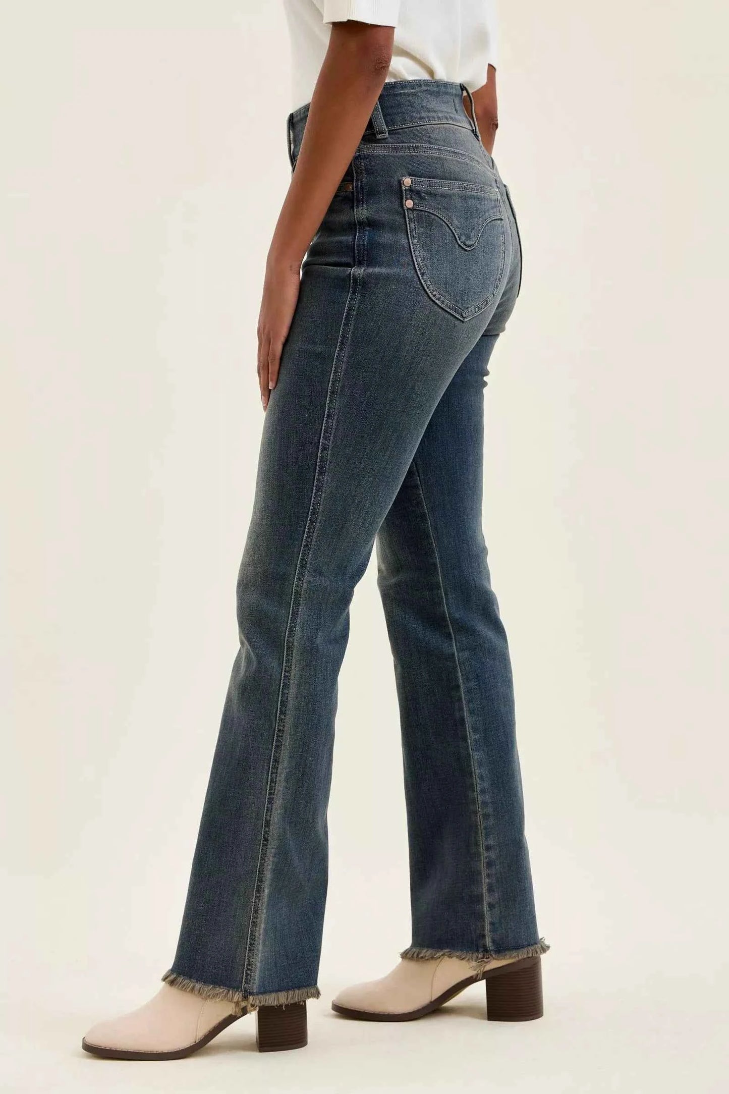 Judy Blue High Waist Double Button Frayed Hem Jeans