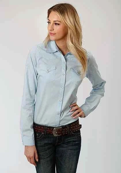 Roper Solid Poplin (Light Blue) - Women's Western Shirt