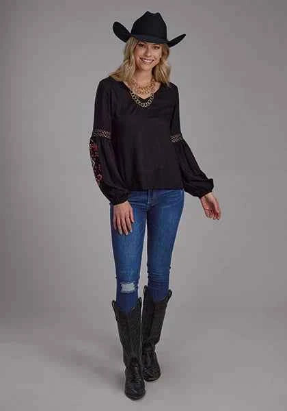 Roper 2190 Solid Rayon (Black) - Women's Western Blouse