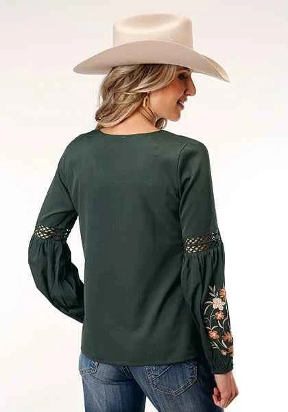 Roper 1792 Poly Crepe (Grey) - Women's Western Blouse