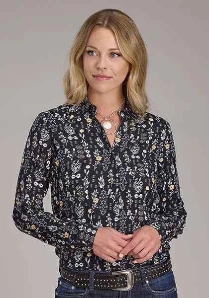 Roper 2422 Vintage Floral (Black) - Women's Western Blouse