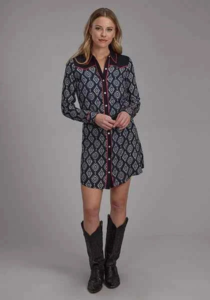 Roper 2133 Black Ikat (Black) - Women's Dress