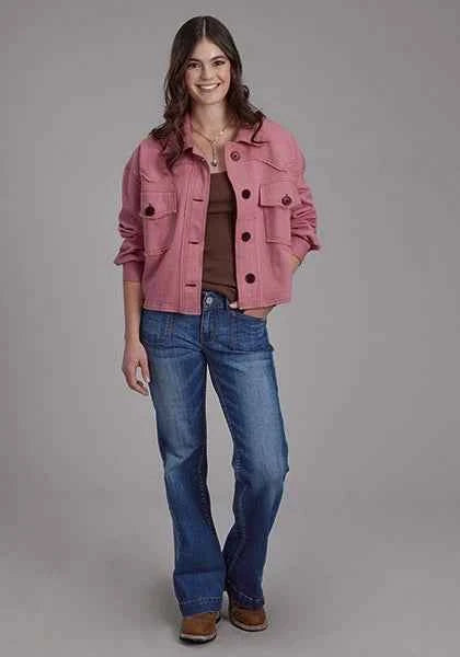 Roper 2272 Printed Knit (Pink) - Women's Cropped Jacket
