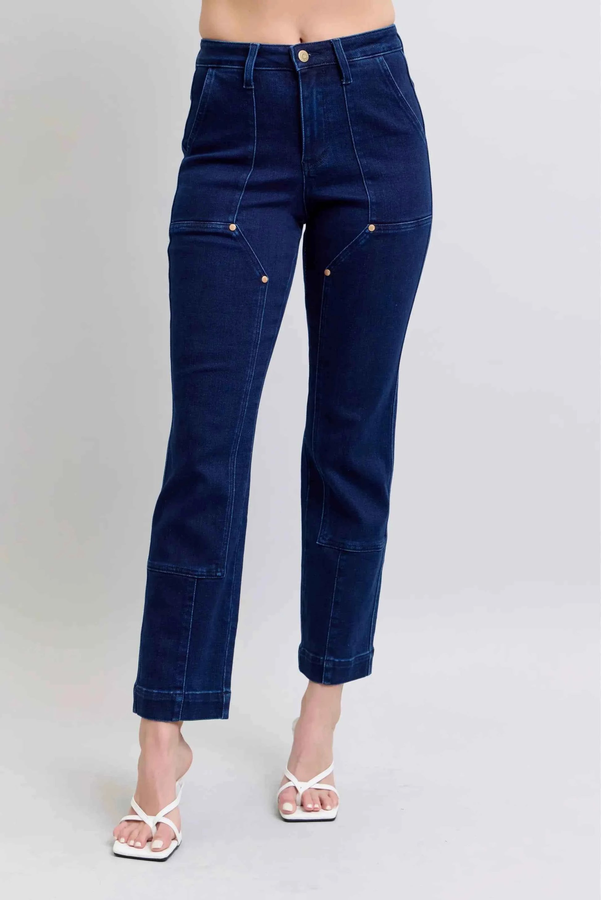 Judy Blue High Rise Straight Leg Jeans–Star Studded Plus Sizes