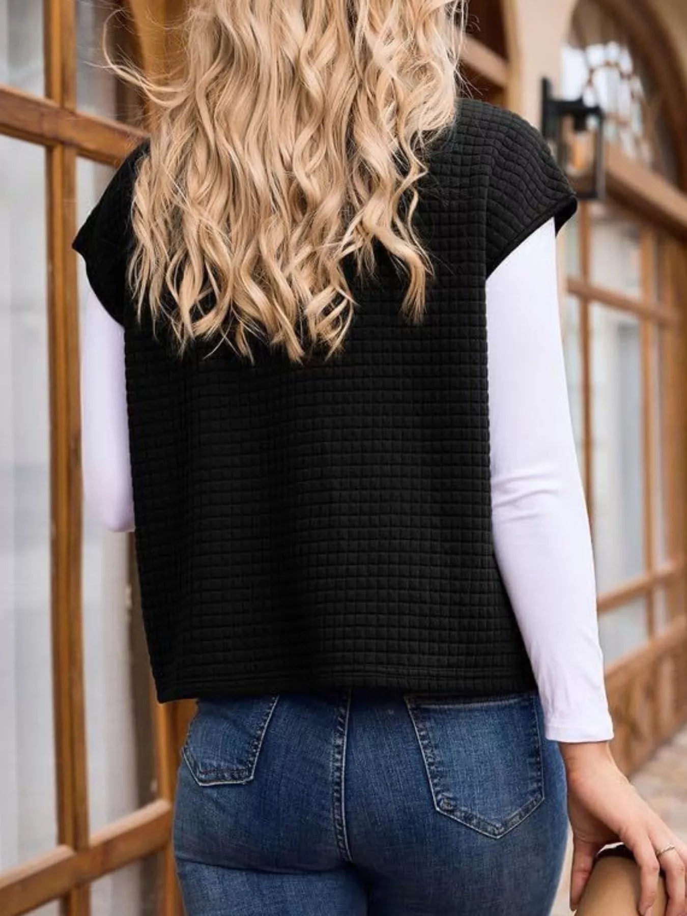 Ribbed Texture Lightweight Zip-Up Vest Coat - 3 Color Options