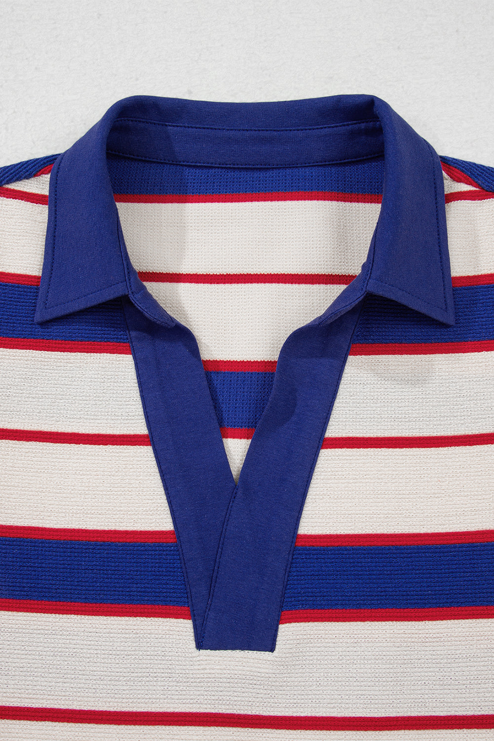 Stripe Polo Pullover Sweatshirt