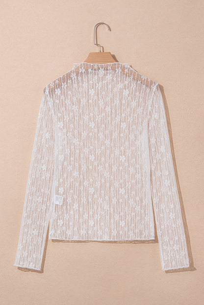 Adalynn Sheer Floral Lace Long Sleeve Top