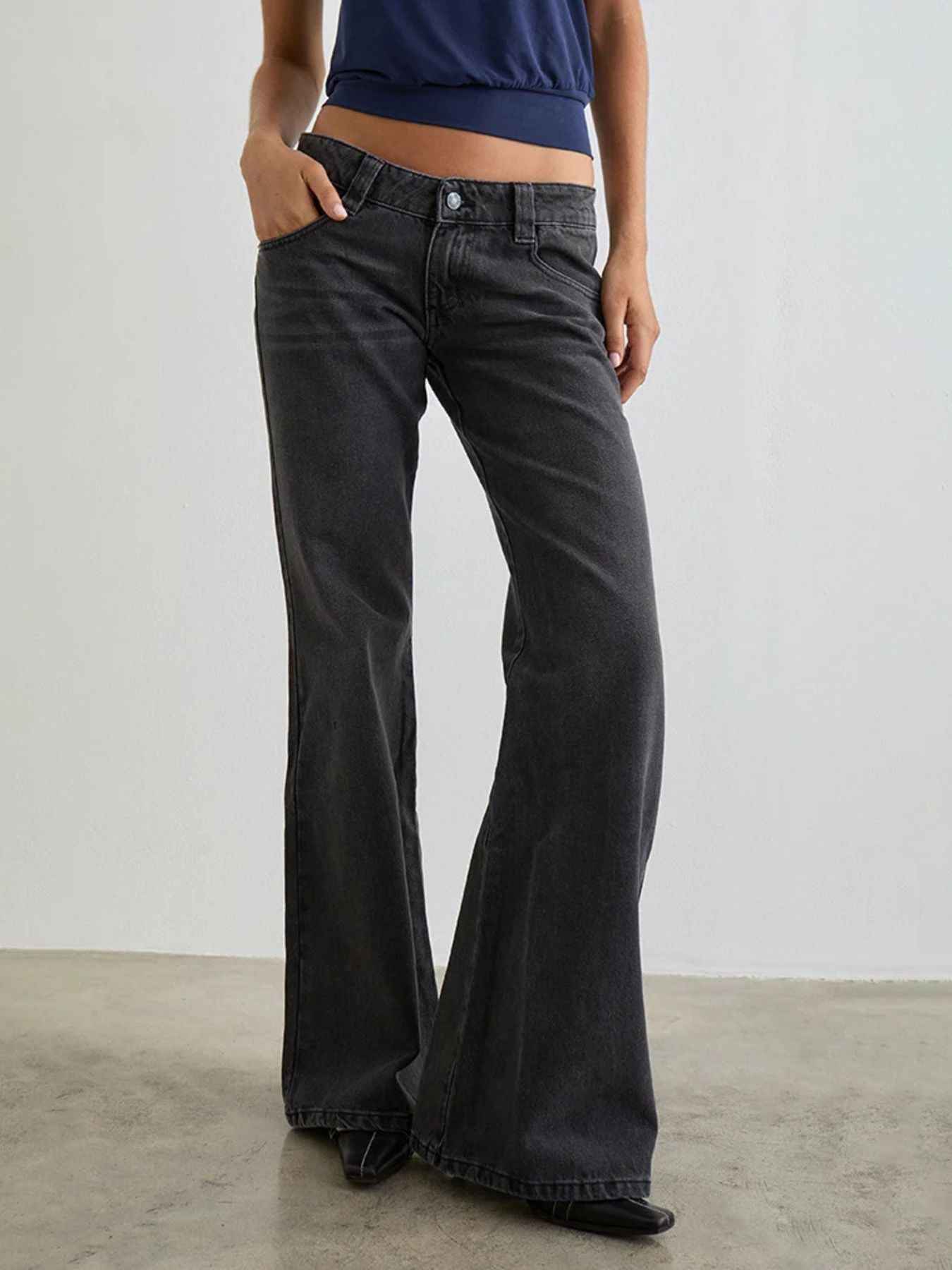Low Rise Flare Leg Jeans