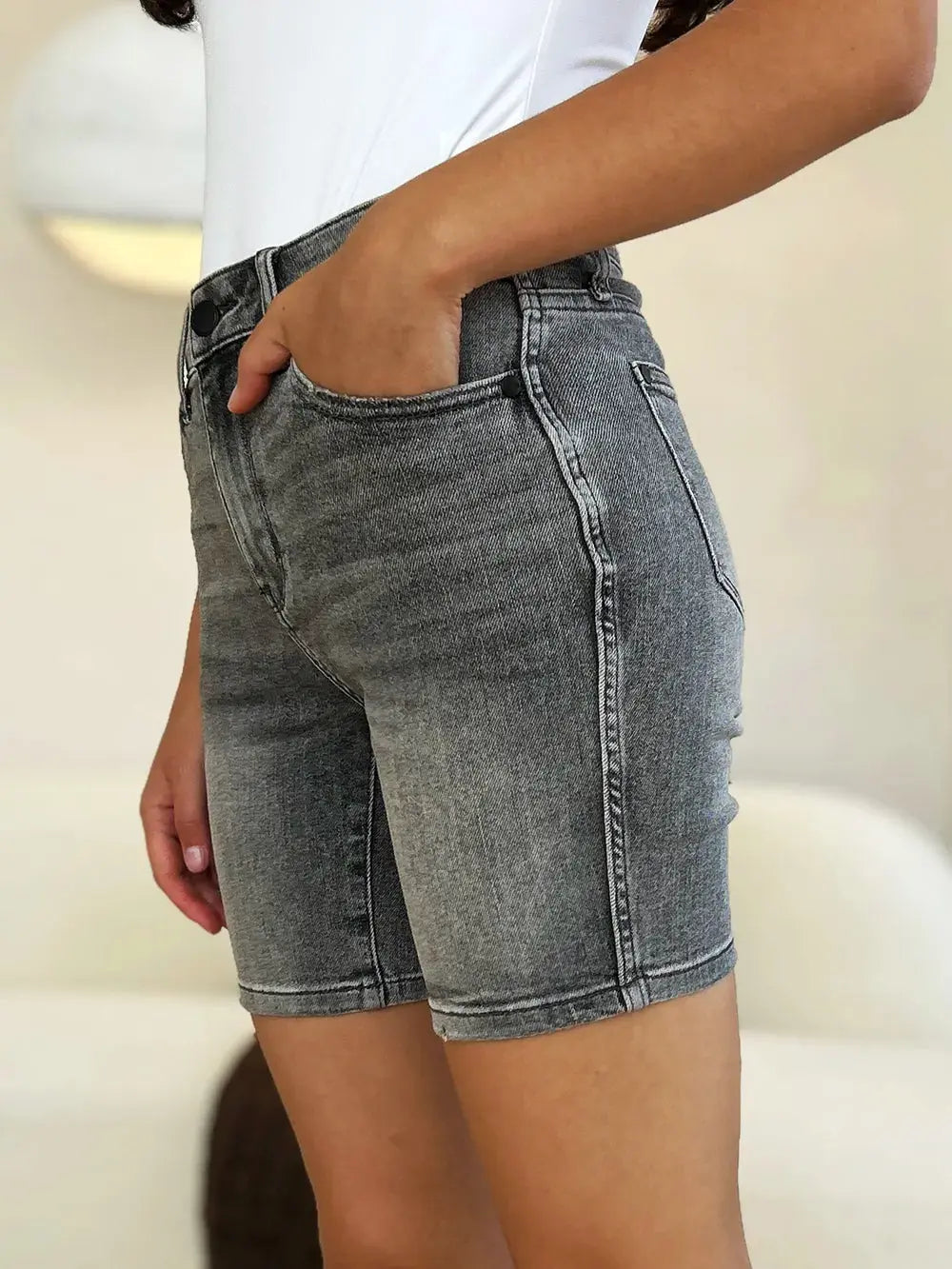 Full Size High Waist Washed Denim Shorts by Judy Blue Jeans
