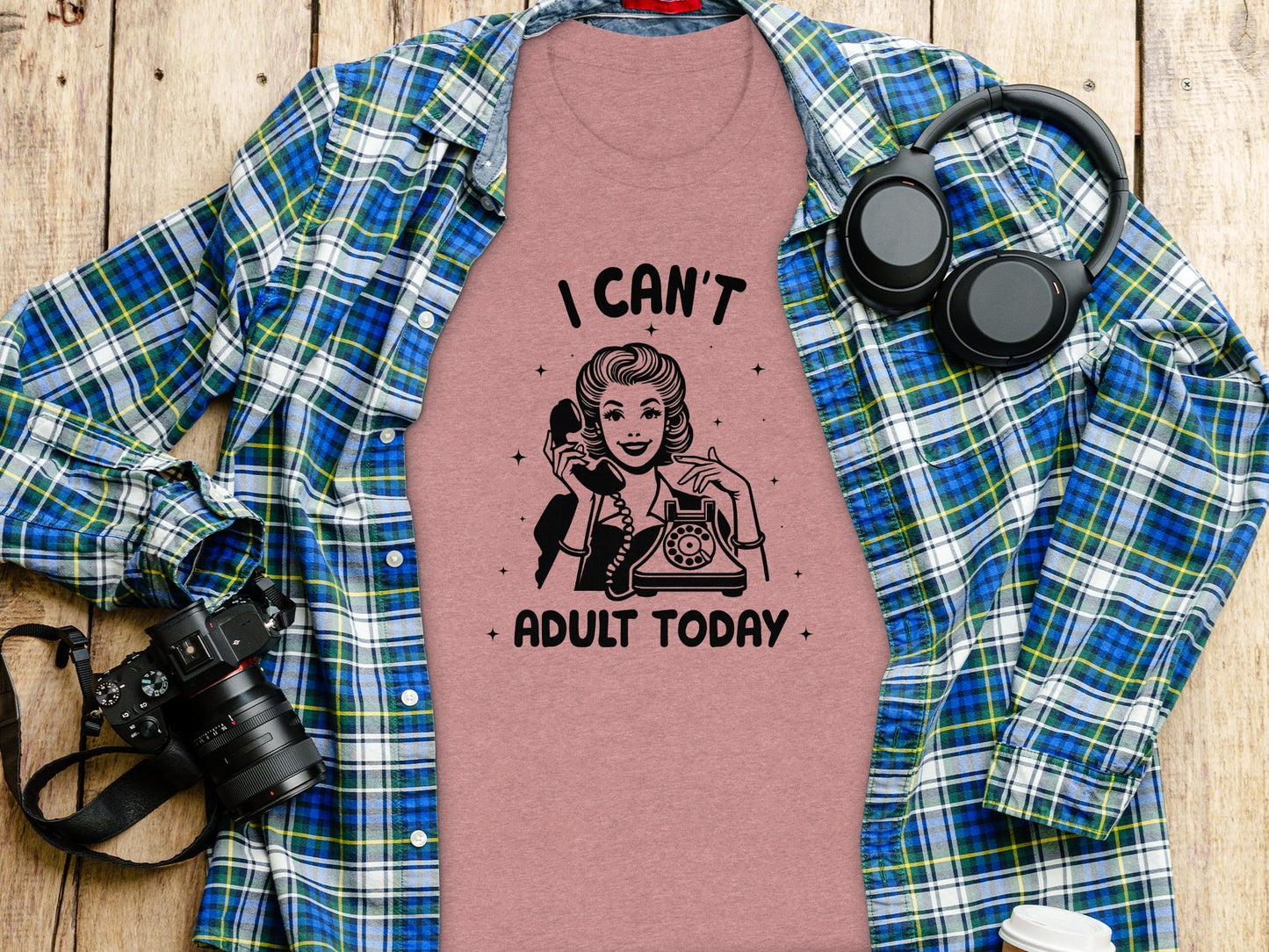 I Can't Adult Today Retro Inspired Graphic Design T-Shirt