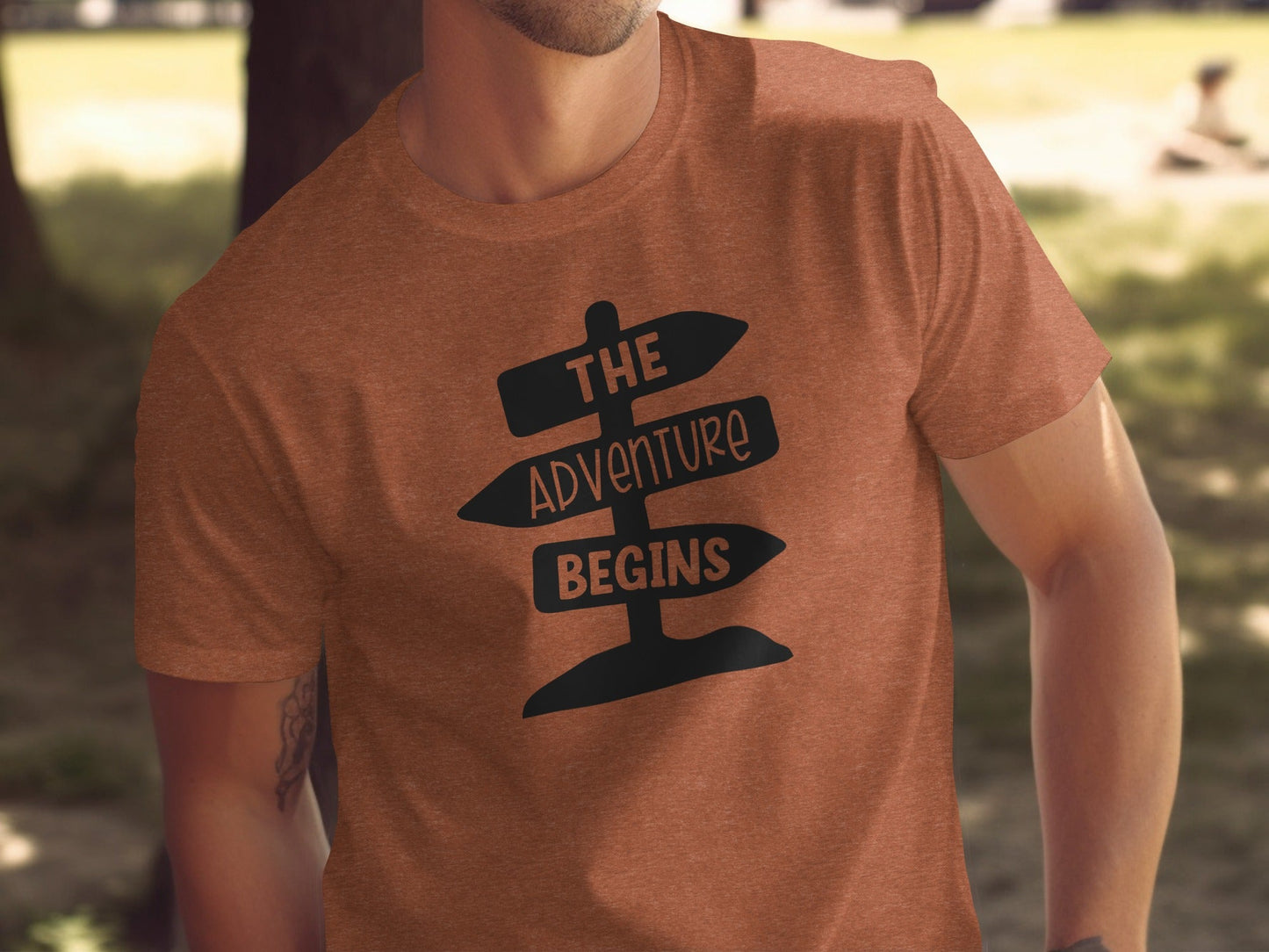 The Adventure Begins Arrow Signpost Graphic T-Shirt